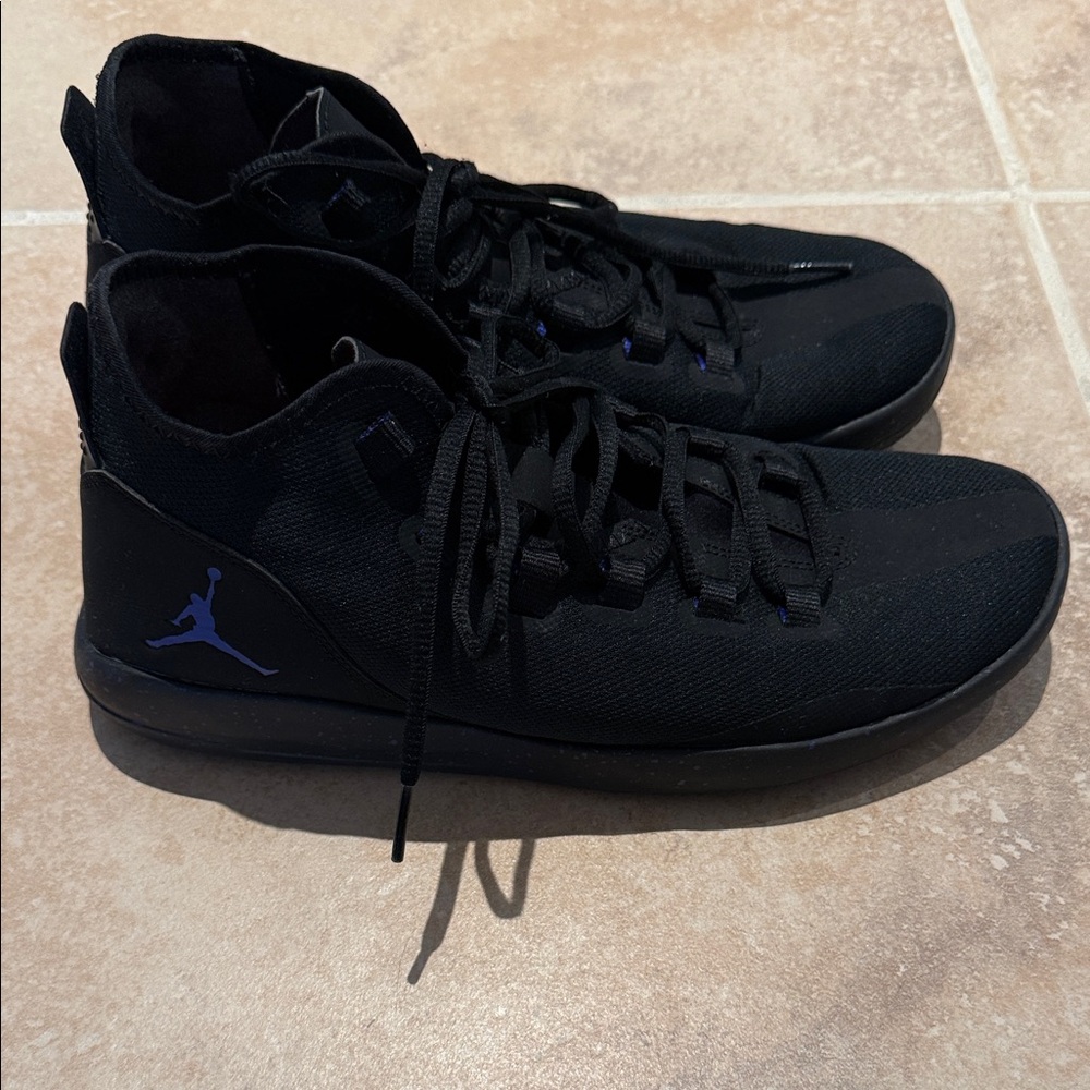 Jordan Men's Reveal Black Concord Athletic Sneakers with Purple Jumpman Accent 9